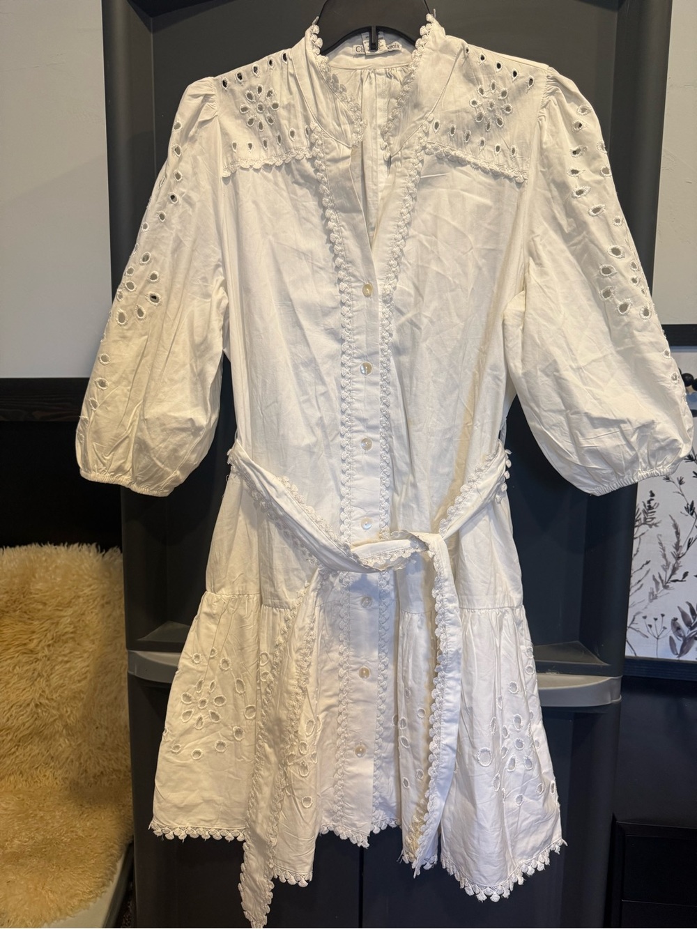 Christian Lacroix White Cotton Eyelet Dress